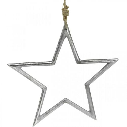 Floristik24 Kalėdų puošmena žvaigždė, advento puošmena, žvaigždžių pakabukas sidabrinis P24,5cm