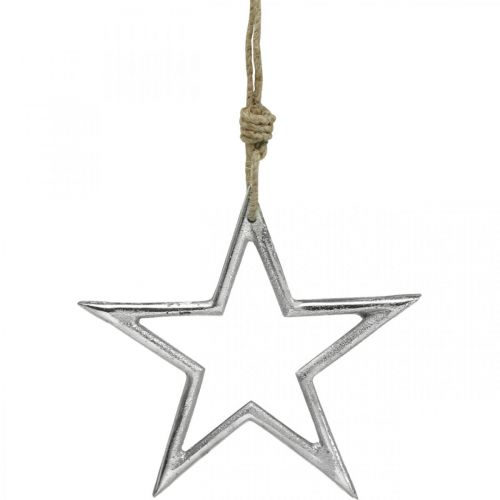 daiktų Kalėdų puošmena žvaigždė, advento puošmena, žvaigždžių pakabukas sidabrinis P15,5cm