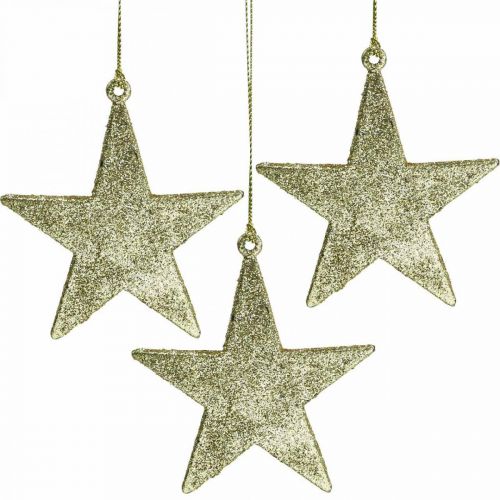Floristik24 Kalėdinės dekoracijos žvaigždės pakabukas auksiniai blizgučiai 10cm 12vnt