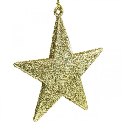 Floristik24 Kalėdinės dekoracijos žvaigždės pakabukas auksiniai blizgučiai 10cm 12vnt
