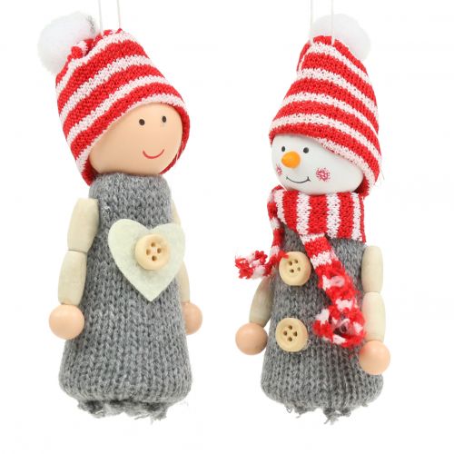 Floristik24 Kalėdinės dekoracijos figūrėlės 10cm pilkos, raudonos 6vnt