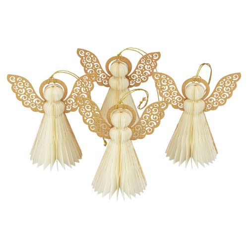 Floristik24 Popierinis angelas Kalėdinis angelas dekoravimo popierius baltas H12cm 4 vnt