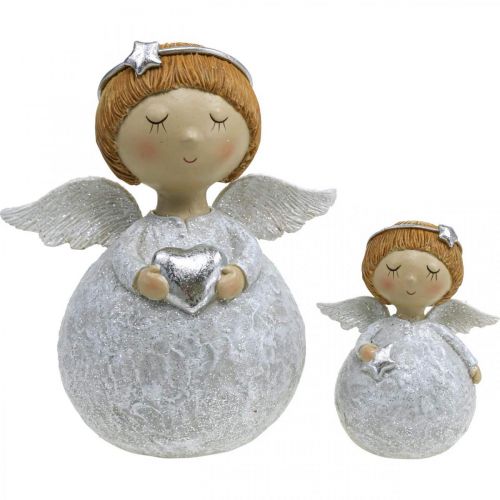 Floristik24 Kalėdų angelo angelo figūrėlė su žvaigždute/širdele H11cm 2vnt