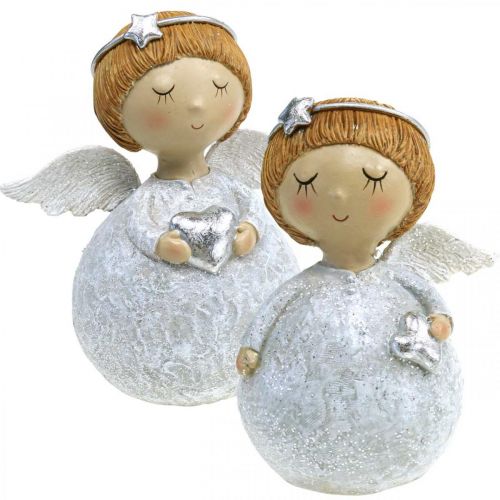 Floristik24 Kalėdų angelo angelo figūrėlė su žvaigždute/širdele H11cm 2vnt