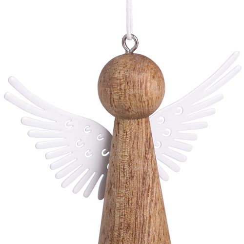 daiktų Kalėdų angelo mediena pakabinimui natūrali balta 8cm 6 vnt
