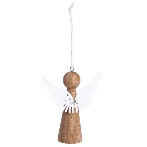 daiktų Kalėdų angelo mediena pakabinimui natūrali balta 8cm 6 vnt