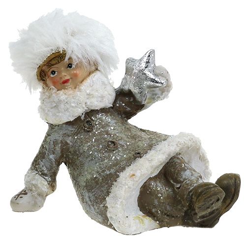Floristik24 Kalėdinė figūrėlė pilkai balta 13cm 2vnt
