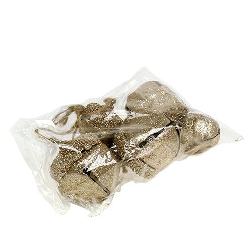 Floristik24 Dekoratyvinės kabyklos gilės 3cm-5cm šampanas L16cm 3vnt