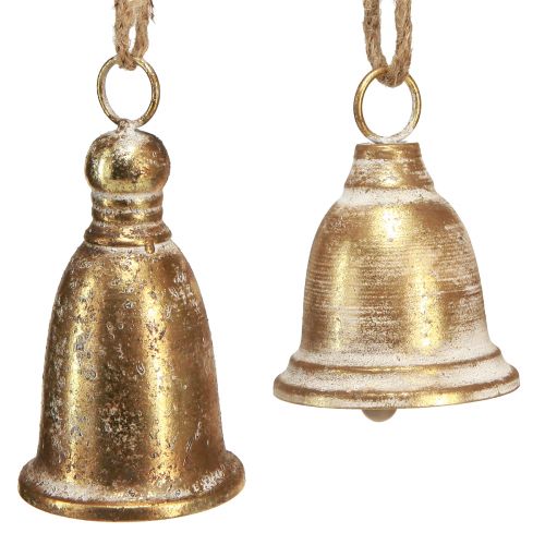 Floristik24 Kalėdinis varpas auksinis antikvarinis vaizdas H13/18cm 2vnt