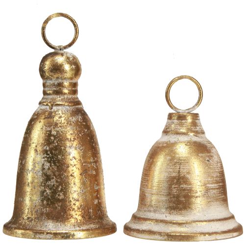 Floristik24 Kalėdinis varpas auksinis antikvarinis vaizdas H13/18cm 2vnt