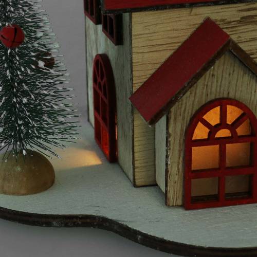 Floristik24 Kalėdinis namelis su LED apšvietimu natūralus, raudonos medienos 20 × 15 × 15 cm