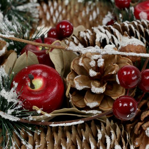 daiktų Kalėdinis vainikas su dekoratyviniais vaisiais apsnigtas Ø33cm