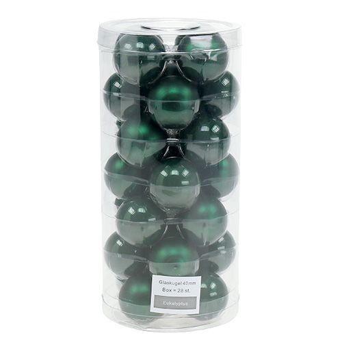 Floristik24 Kalėdinis rutulys Ø4cm tamsiai žalias 24 vnt
