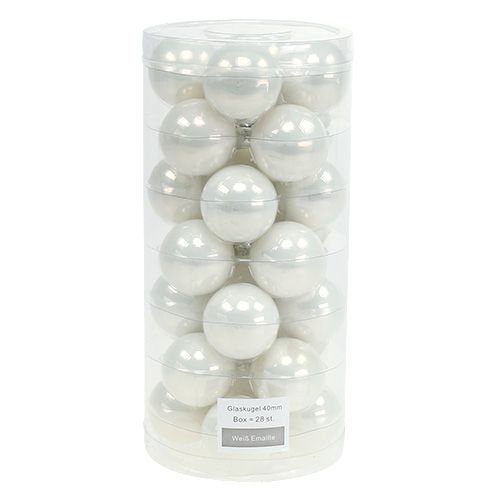 daiktų Kalėdinis rutulys Ø4cm baltas blizgus 24 vnt