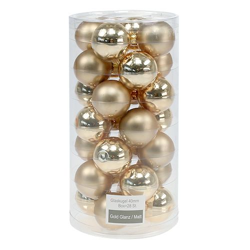 daiktų Kalėdinis rutulys 4cm auksinis blizgus/matinis stiklas 24 vnt
