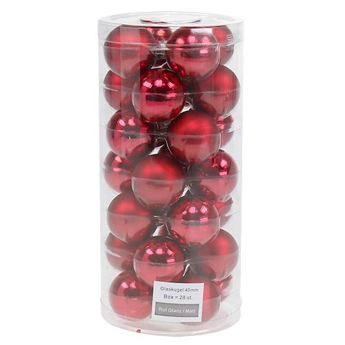 Floristik24 Kalėdinis rutulys Ø4cm raudonas blizgus/matinis 24 vnt