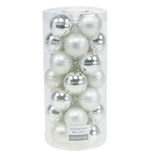 daiktų Kalėdinis rutulys Ø4cm sidabrinis blizgus/matinis 24 vnt