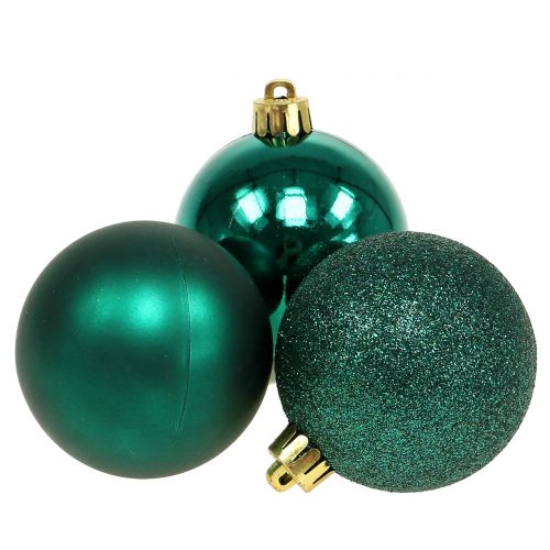 Floristik24 Kalėdinis kamuolys smaragdo žalias mišinys Ø6cm 10vnt
