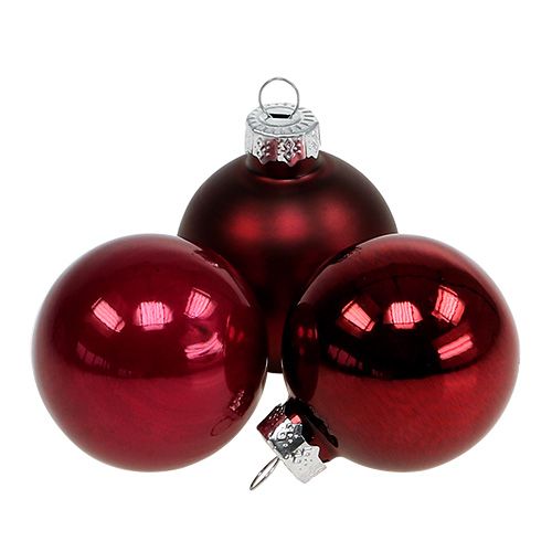 Kalėdinis rutulinis stiklas Ø4cm Bordo mišinys 24 vnt