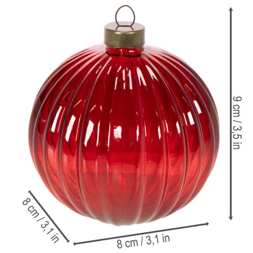Kalėdiniai žaisliukai, stikliniai, raudoni, 8 cm, 12 vnt. | Floristik24.lt
