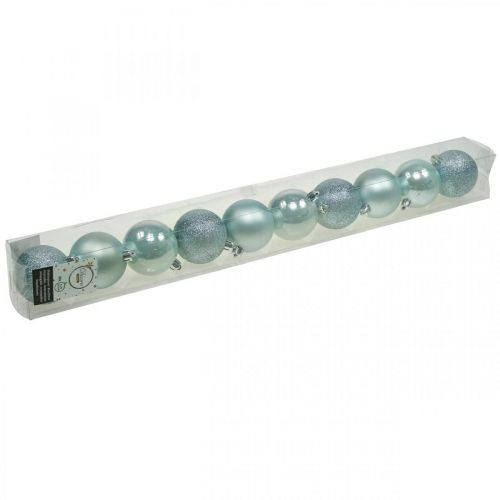 daiktų Kalėdiniai rutuliai plastikiniai šviesiai mėlyni mišinys Ø6cm 10 vnt