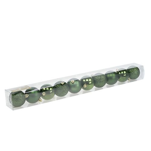 Floristik24 Kalėdinis rutulys plastikinis Ø6cm žalias 10v