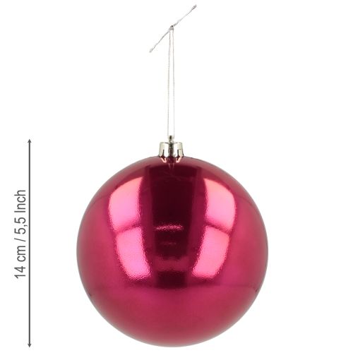 Floristik24 Kalėdinis plastikinis kalėdinis rutulys, didelis, rožinis, Ø14 cm