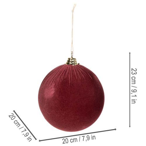 Didelis raudono aksomo imitacijos kalėdinis žaisliukas, 20 cm, 3 vnt. | Floristik24.lt