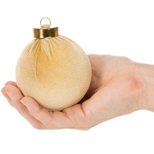 Kalėdiniai žaisliukai, aksominės išvaizdos, šiltų spalvų mišinys, 8 cm, 12 vnt. | Floristik24.lt