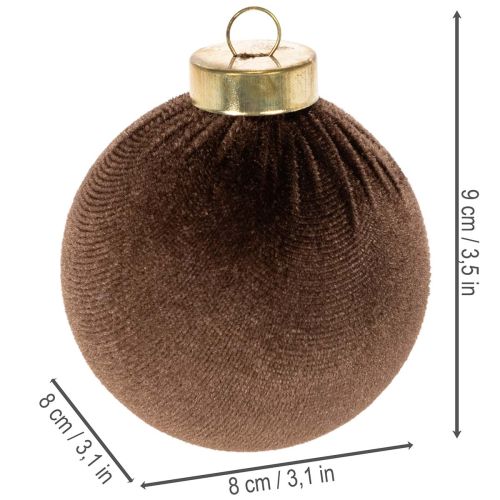 Kalėdiniai žaisliukai, aksominės išvaizdos, šiltų spalvų mišinys, 8 cm, 12 vnt. | Floristik24.lt