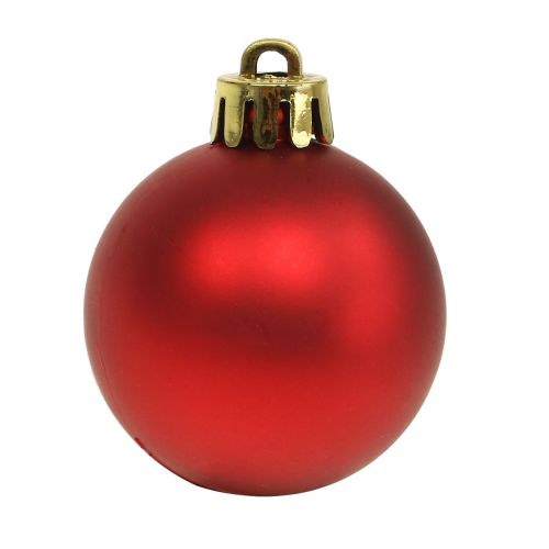 Floristik24 Kalėdinis rutulys raudonas mažas Ø4cm 16 vnt