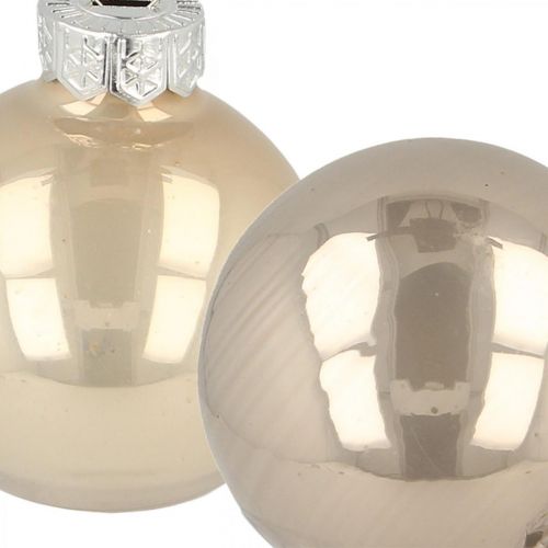 Floristik24 Kalėdų eglutės niekučiai, mini eglutės niekučiai, kalėdinių dekoracijų mišinys smėlio/perlamutro H4.5cm Ø4cm tikras stiklas 24 vnt.