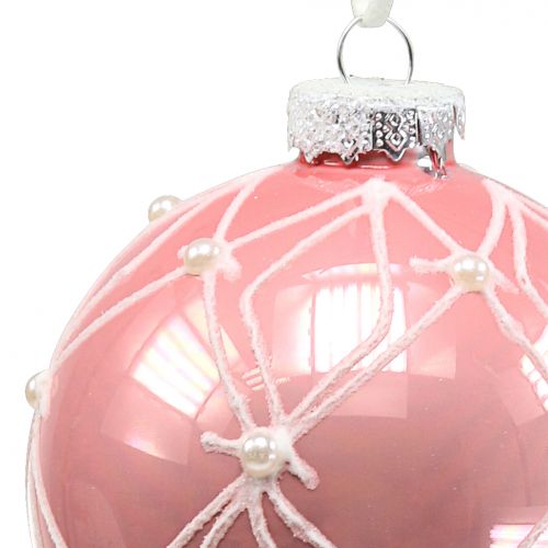 daiktų Kalėdiniai rutuliai su perlais rožiniai Ø8cm 3vnt