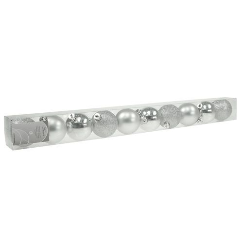 daiktų Kalėdinis rutulys plastikinis sidabras 6cm 10vnt