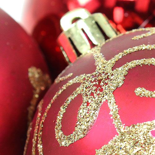 Floristik24 Kalėdinis rutulys plastikinis rubinas Ø70mm 8vnt