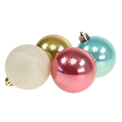 Floristik24 Kalėdinis kamuoliukų rinkinys plastikinis pastelinės spalvos Ø6cm 30vnt