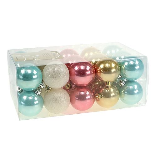 Floristik24 Kalėdinis kamuoliukų rinkinys plastikinis pastelinės spalvos Ø6cm 30vnt