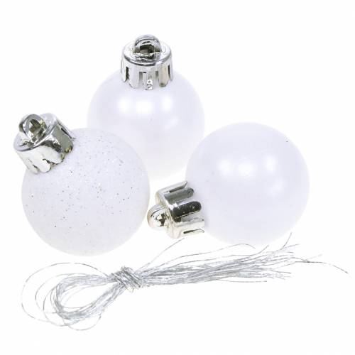 daiktų Kalėdų eglutės papuošimas Kalėdinis rutulys baltas 3cm 14vnt