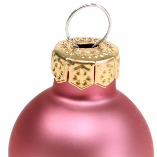daiktų Mini Kalėdinis kamuoliukas senovinis rožinis rūšiuotas Ø2,5cm 24vnt