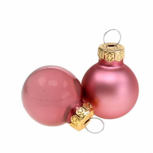 Floristik24 Mini kalėdiniai kamuoliukai senai rožiniai asorti Ø2,5cm 24 vnt