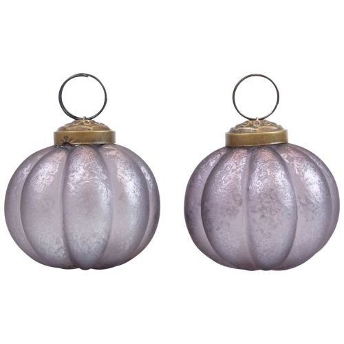 Floristik24 Kalėdiniai niekučiai stikliniai violetiniai eglutės niekučiai vintage Ø6cm 4 vnt