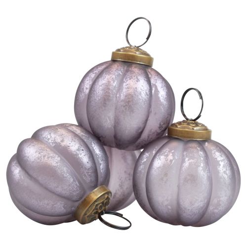 Floristik24 Kalėdiniai niekučiai stikliniai violetiniai eglutės niekučiai vintage Ø6cm 4 vnt