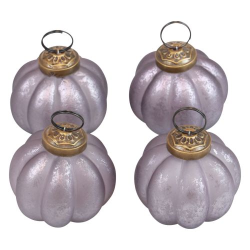 Floristik24 Kalėdiniai niekučiai stikliniai violetiniai eglutės niekučiai vintage Ø6cm 4 vnt