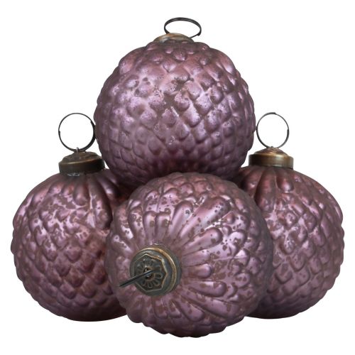 Floristik24 Kalėdiniai rutuliai stikliniai violetiniai Kalėdų eglutės rutuliai vintage Ø7cm 4vnt