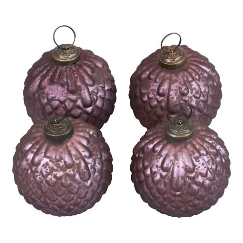 Floristik24 Kalėdiniai rutuliai stikliniai violetiniai Kalėdų eglutės rutuliai vintage Ø7cm 4vnt