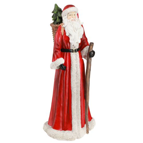 daiktų Kalėdų Senelio figūrėlė su krepšeliu raudonu baltu žaliu auksu H36cm