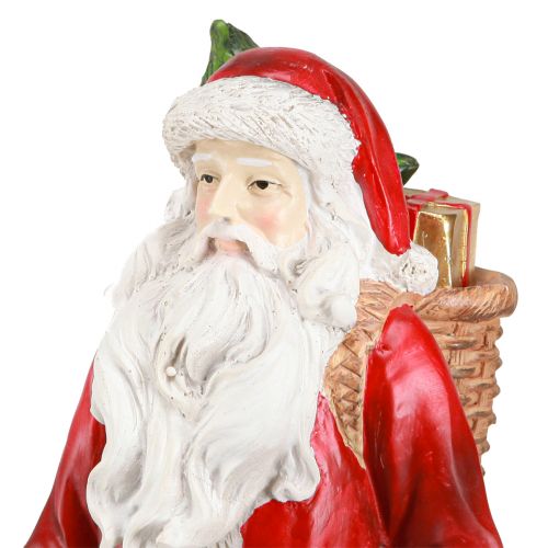 daiktų Kalėdų Senelio figūrėlė su krepšeliu raudonu baltu žaliu auksu H36cm
