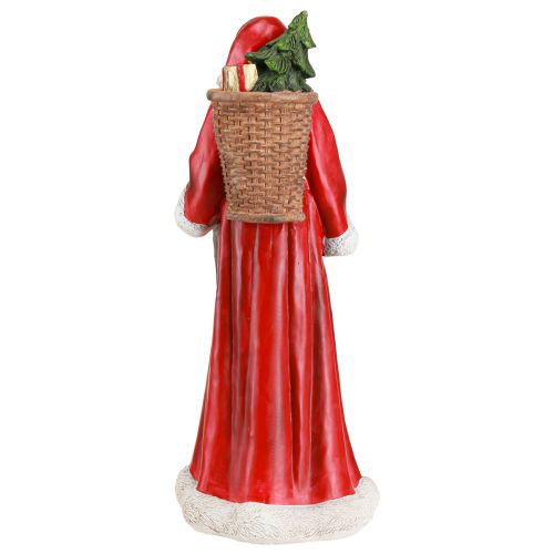 daiktų Kalėdų Senelio figūrėlė su krepšeliu raudonu baltu žaliu auksu H36cm