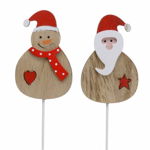 Floristik24 Dekoratyvinis kištukas Kalėdų Senelis/Sniego senelis 7cm 12 vnt