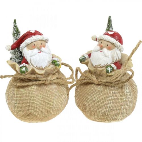 Dekoratyvinė figūrėlė Kalėdų Senelis maiše Kalėdinė puošmena Ø8cm/H13cm 2 vnt